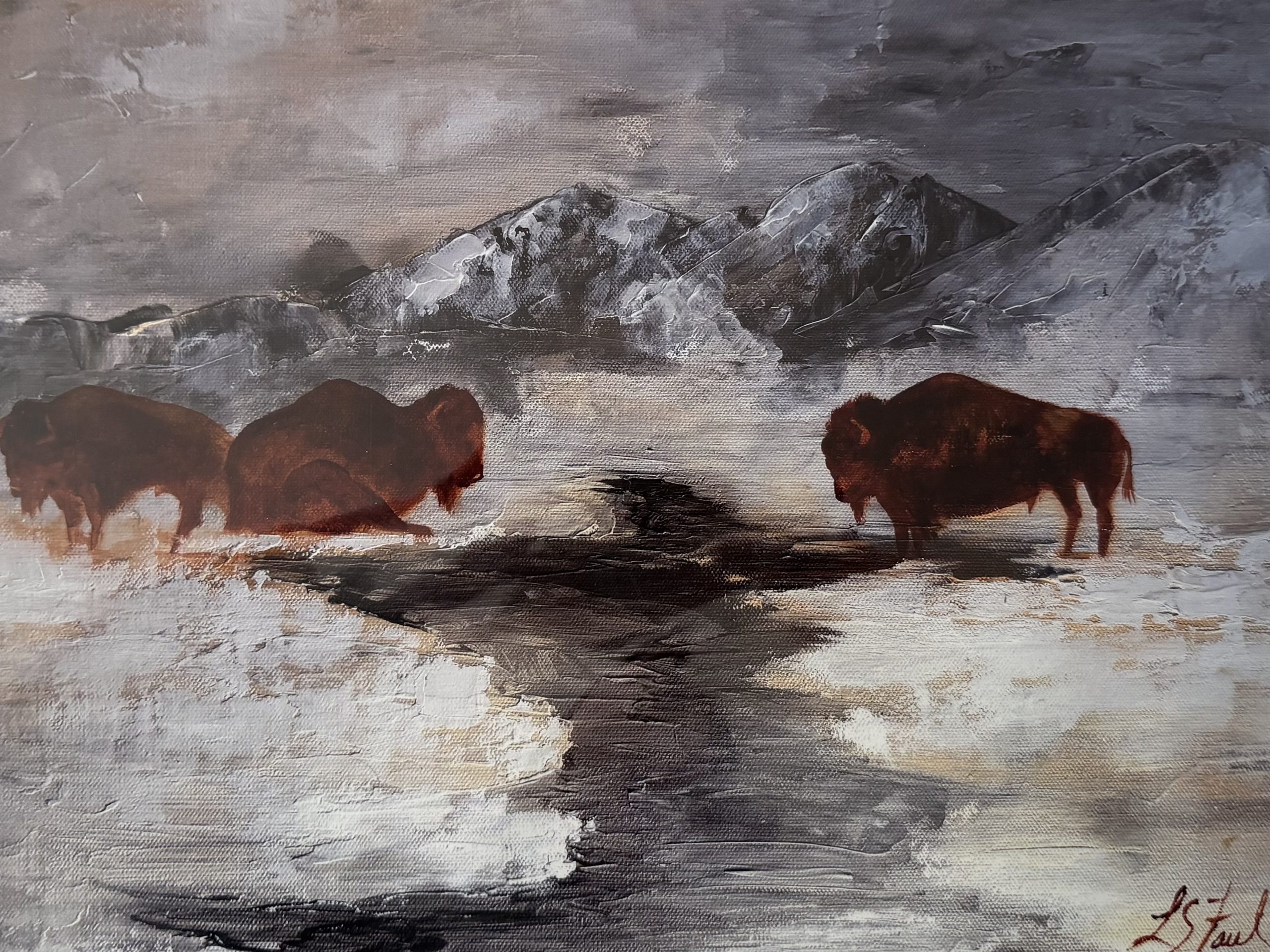 Buffaloes in the Snow